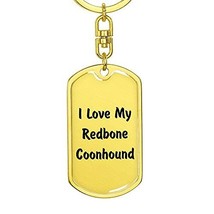 Love My Redbone Coonhound v4 - Luxury Dog Tag Keychain 18K Yellow Gold Finish - £28.10 GBP
