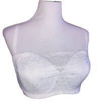 Maidenform White Lacey Cami Bra 36D Lightly Padded Underwire Netted Overlay - £15.89 GBP