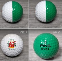 Green And White 2 Tone Ping Golf Ball Eye 2 Merry Christmas Logo ~ Unused - £25.05 GBP