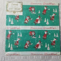 Cascade De Luxe Gift Wrap Paper Santa Season&#39;s Greetings 3 Sheets 20&quot; x 30&quot; - £7.64 GBP