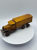 Vintage Cast Iron Yellow Delivery Truck Antique Toy Made in Taiwan - £15.09 GBP
