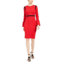 Calvin Klein Womens Striped Bell Sleeve Jewel Neck  Sheath, Size 15 - £63.30 GBP