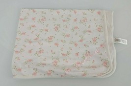 Little me receiving blanket baby girl pink flower ribbon Cream cotton swaddle - £11.84 GBP
