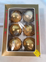 Six Gold Glass Bavarian Christmas Ornaments In Original K-Mart Box - £15.97 GBP