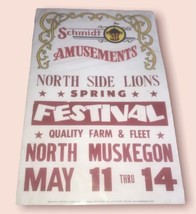Original Retro Circus Poster - Schmidt Amusements North Side Lions Sprin... - $41.78