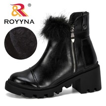 ROYYNA 2021 New Designers Women Ankle Boots Ladies Party High Heels Short Plush  - £50.23 GBP
