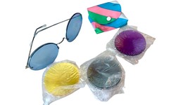 Vintage 60s 70s  Hippie Style Round Glasses + 3 Colored Lenses Steampunk - $1,245.70 MXN