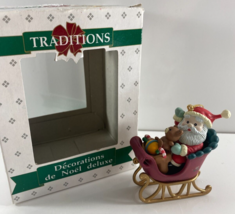 Vintage 1992 Christmas Traditions Santa in Sleigh Christmas Ornament - £11.68 GBP