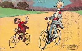 Give Us A Light GUVNOR-KID &amp; Old Man Bicycles~Tom Browne Comic Cycling Postcard - £10.00 GBP