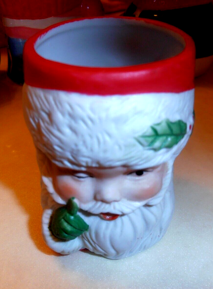 1980 Jasco Sweet Keepers Porcelain Winking Santa Sshhh Candle Holder Planter - £13.19 GBP