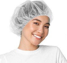 100 White Disposable Bouffant Caps Non-Woven XX-Large Hair Covers - £27.06 GBP