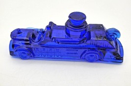 Vintage Fire Engine Truck Candy Container Cobalt Blue T H Stough Co Some Chips - £8.23 GBP