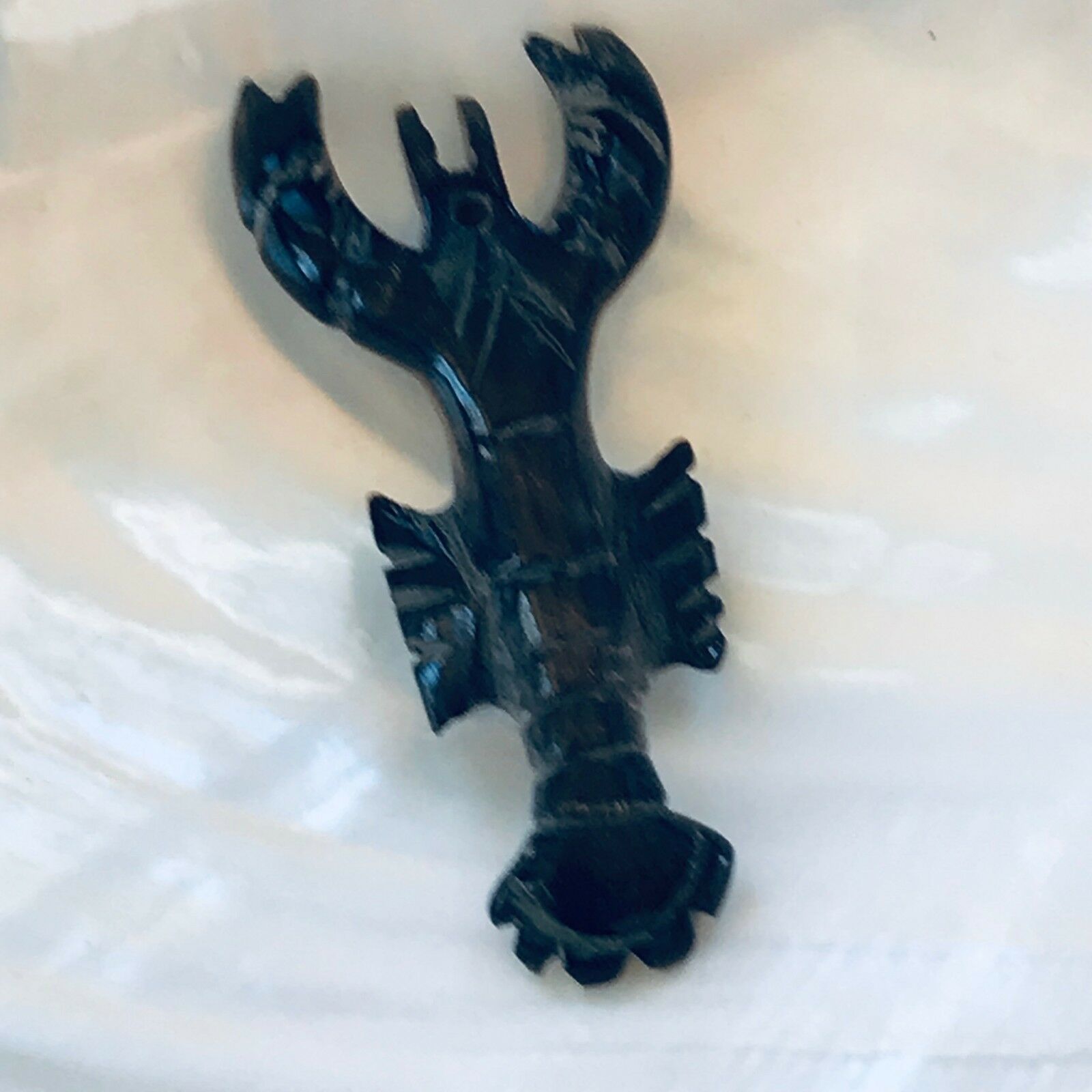 Primary image for Vintage Large Carved Brown Plastic Resin Scorpion or Crawdad Pendant – 1.25 x 2.