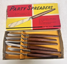 MCM Vintage Stainless w Wood Handle Party Spreader Knife Set in Box 6 in... - €10,71 EUR