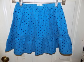 Lands&#39; End Kids Blue Polka Dot Ruffle Corduroy Pull On Skirt Size S (7/8) Girl&#39;s - £14.58 GBP
