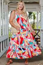 Multicolor Bohemian Abstract Print Tie Straps Maxi Dress - £30.03 GBP+