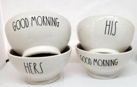 Four Rae Dunn Cereal Bowls Good Morning, His, Hers Artisan Collection - £23.97 GBP