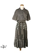 Vintage Leslie Fay Dress for Lord &amp; Taylor -Black &amp; White Full Skirt- M ... - £38.03 GBP