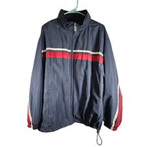 Tek Gear Windbreaker Men's Jacket Navy Blue Full Zip Hood in Collar Size M - $23.99