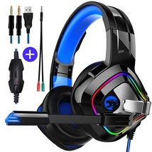 PS4 Gaming Headphones 4D Stereo RGB Marquee Earphones Headset - £21.48 GBP