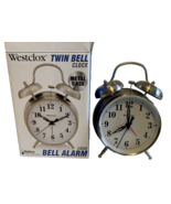 Westclox Twin Bell Metal Clock Loud Alarm Battery Operated New In Box - £7.93 GBP