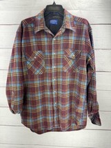 Vintage Pendleton 100% Virgin Wool Flannel Plaid Field Shirt Size Large - £29.81 GBP