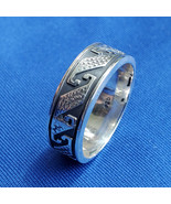 Sterling Silver 925 Geometric Etched Infinity Patina Wedding Band Ring S... - €235,12 EUR
