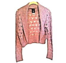 Medium Mauve Dusty Purple Shrug Sweater Cropped Cardigan Top B Moss Cott... - £17.89 GBP