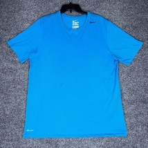 Nike Dri-Fit Shirt Mens XL Blue Solid Athletic Cut Short Sleeve Crew Nec... - $13.71