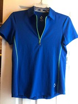 NWT Jo Fit Cobalt Blue Lime Green Short Sleeve Fusion Golf Polo Shirt - S &amp; M  - £25.99 GBP