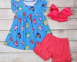 NEW Boutique Baby Shark Tunic Dress Ruffle Shorts Girls Outfit Size 7-8 - £12.17 GBP