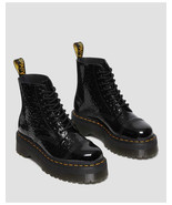Doc Dr Martens Sinclair Black Patent Leather Leopard Emboss Platform Boots US6  - $193.49
