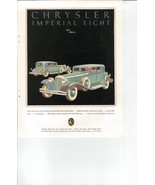 1931 Chrysler Imperial Eight Print Ad~Classic cars, gazelle hood ornamen... - £9.40 GBP