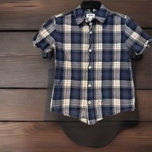 Sonoma Boys Blue Plaid Button Down Short Sleeve Shirt Size Medium - £3.83 GBP