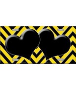 Yellow Black Chevron With Hearts Metal Novelty License Plate LP-5050 - £15.14 GBP