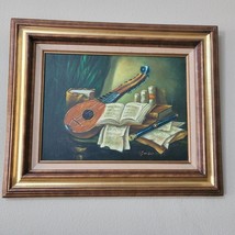 Oil on Canvas Painting Musical Instruments  Signed (Andras) Gombar Frame... - £163.86 GBP