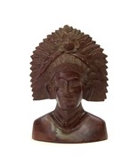 Hand Carved  Wood Tribal Warrior Head Bust Hong Kong Mid-Century Vintage... - £19.35 GBP