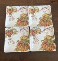 Grace Acorn Oak Pumpkin Print Dinner Plates Set of 4 New Harvest Thanksgiving - £59.42 GBP
