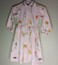 Vintage Chicken Noodle Size 7T  Farm Animal Cotton Dress w Leaf Buttons Made USA - £26.30 GBP