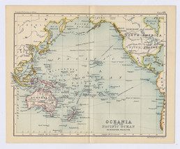 1912 Antique Map Of Oc EAN Ia Pacific Australia / Verso Map Of Hawaii / Fiji - £19.59 GBP