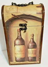 Decorative Wooden 2 Wine Bottle Storage Carrying Box With Metal Hardware/Latch - £12.60 GBP