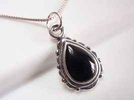 Black Onyx Teardrop Pendant 925 Sterling Silver Corona Sun Jewelry - £16.98 GBP