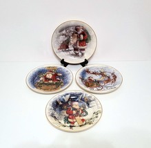 NEW RARE Pottery Set of 4 Assorted Barn Nostalgic Christmas Salad Plates... - $119.99