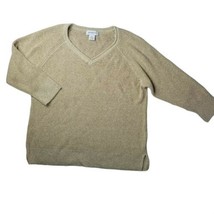 Liz Claiborne Women&#39;s XL Pullover V-Neck Knit Sweater Gold Metallic 3/4 ... - £10.49 GBP