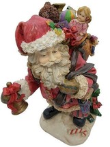 Santa Claus 10&quot; Figurine in Red Carrying Toy Sack and Dragging a Christmas Tree - £14.34 GBP
