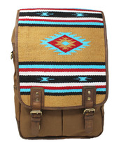 Western Handwoven Saddle Blanket Rug Tan Canvas Carry-On Travel Bag 18SKB64 - £125.26 GBP
