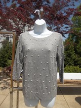 NWOT TALBOTS GRAY SWEATER WITH PEARLS M - £20.49 GBP