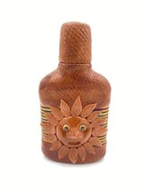 Liquor Bottle Decanter Jug Art Face Handcrafted Leather Look Double side... - $39.56