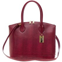 AURA Italian Made Genuine Cherry Red Reptile Stamped Leather Large Carry... - £276.16 GBP
