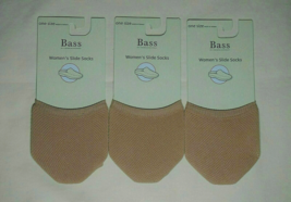 Three Pairs Women&#39;s New G.H. BASS Nude Color Non-Skid Slide Boat Socks One Size - $5.89